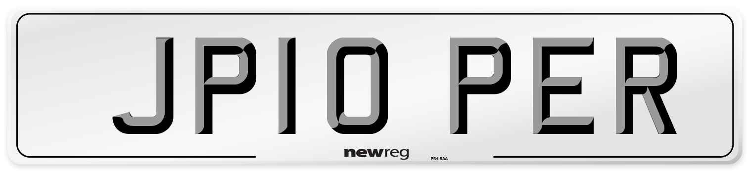 JP10 PER Number Plate from New Reg